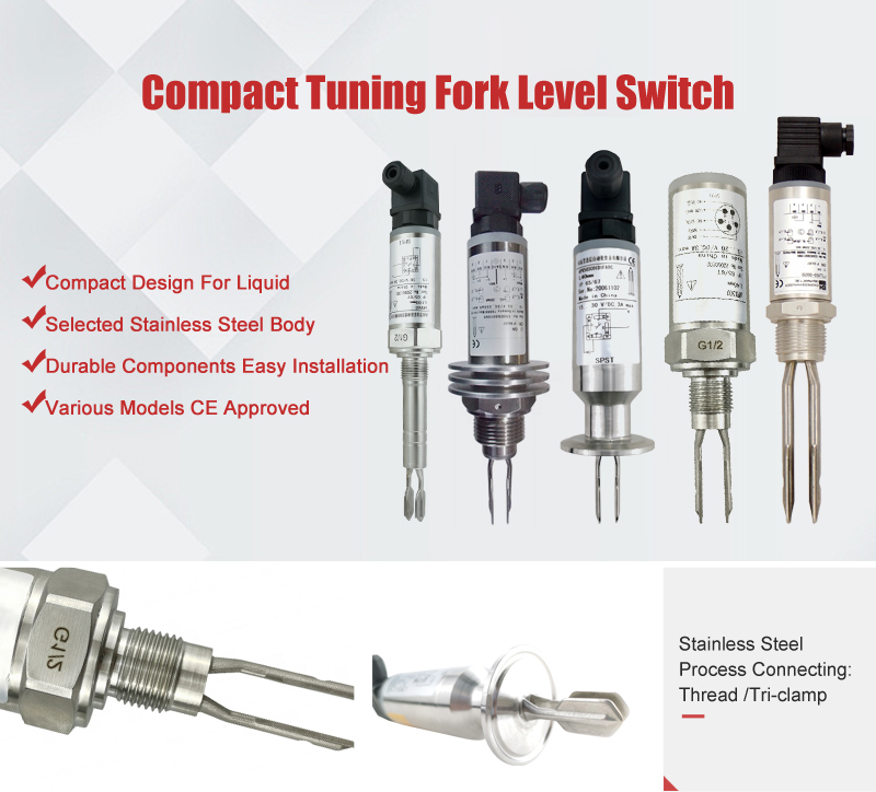 Compact vibration fork level switch 