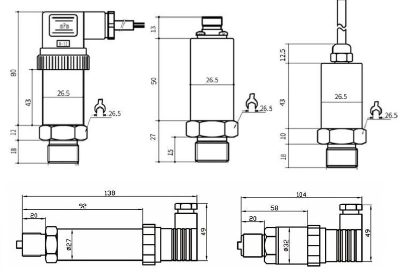 compact pressure sensor dimension