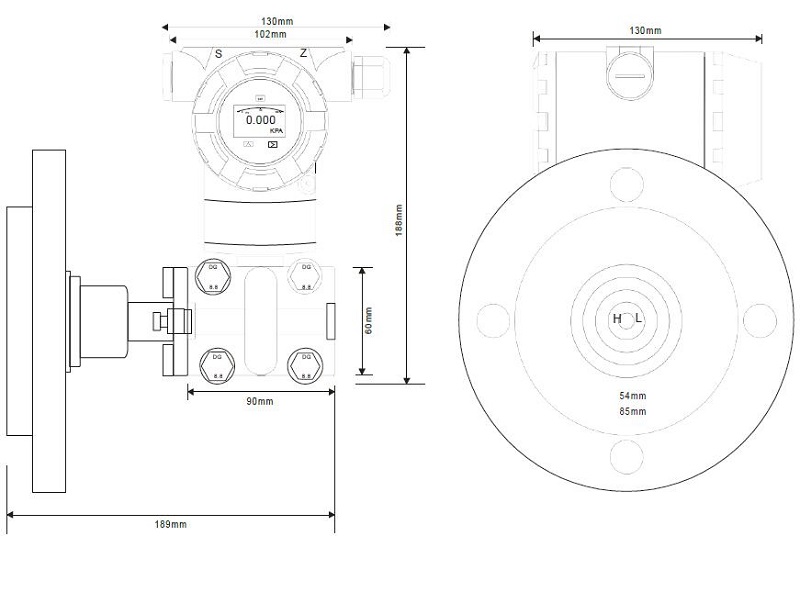 flange mount level transmitter for tank