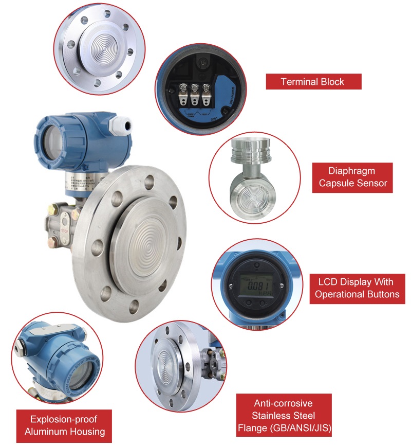 pressure level transmitter diaphragm seal