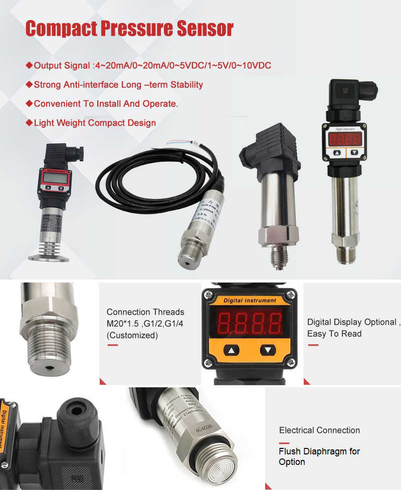 stainlesss steel compact pressure sensor 4-20mA