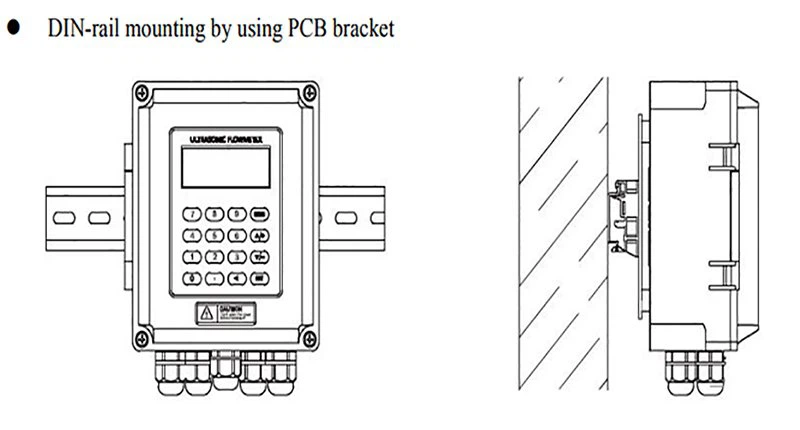 ultrasonic flow meter-din rail PCB-installation