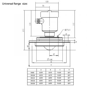 size of radar level meter